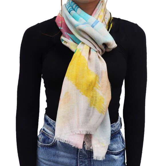 Block Print Plain Woolen Scarf - Picture 1 of 4